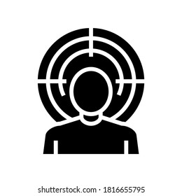manía problemas psicológicos glifo vector icono. señal de problemas psicológicos de manía. símbolo de contorno aislado ilustración negra