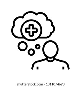 mania psychological problems line icon vector. mania psychological problems sign. isolated contour symbol black illustration