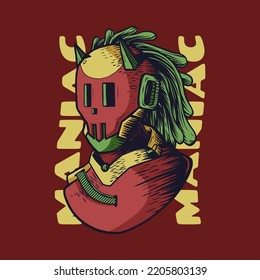 Ilustración de dreadlocks de música de reggae de maniac