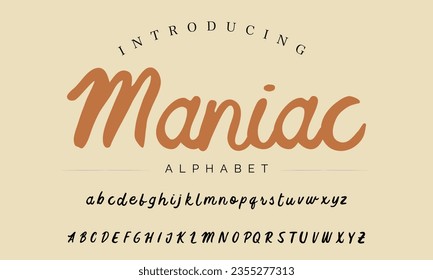 Alfabeto moderno de pincel de época maniaco. Tipo Retro. Pincel único texturado en estilo alfabeto. Alfabeto vector. Letras personalizadas exclusivas.