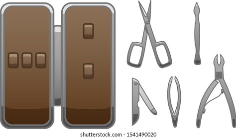 Manicure accessories set on a white background
