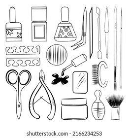 Manicure accessories vector illustration set.