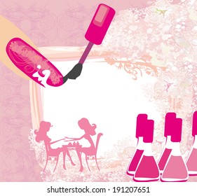 manicure in beauty salon , abstract card