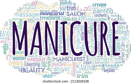 Manicure conceptual vector illustration word cloud isolated on white background.