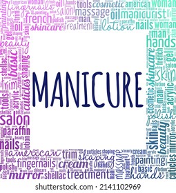 Manicure conceptual vector illustration word cloud isolated on white background.