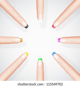 Manicure different colors. Eps 10