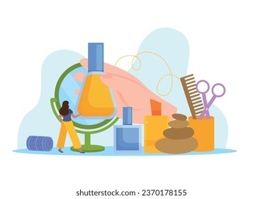 Manicure flat concept with nail care products vector illustration