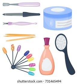 Manicure foot and hand fingers instruments vector fashion personal cosmetics equipment