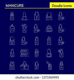 Manicure Hand Drawn Icon Pack For Designers And Developers. Icons Of French, Healthcare, Manicure, Medical-Cross, Art, Beauty, Care, Manicure, Vector