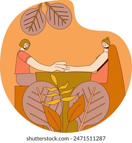 Manicure and hand-massage techniques. by professional manicurist in spa. SPA design concept. Isolated flat vector illustration.