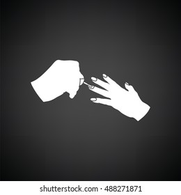 Manicure icon. Black background with white. Vector illustration.