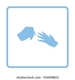 Manicure icon. Blue frame design. Vector illustration.