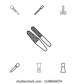 Manicure icon. collection of 7 manicure outline icons such as nailfile, nail polish, nail sawing. editable manicure icons for web and mobile.