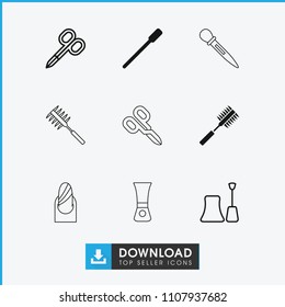 Manicure icon. collection of 9 manicure filled and outline icons such as nailfile, nail polish, nail. editable manicure icons for web and mobile.