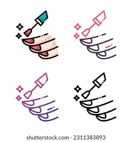 Diseño de iconos de manicura en cuatro colores de variación