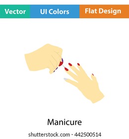 Manicure icon. Flat color design. Vector illustration.