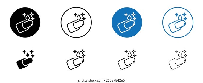 Manicure icon set in black and blue colors