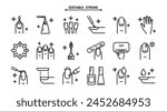 Manicure, icon set. Editable stroke. Tools for cosmetic beauty treatment for the fingernails and hands, linear icons. Nail care.