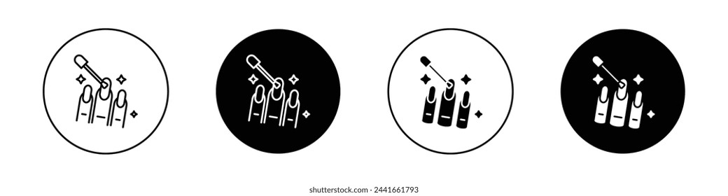 Maniküre-Icon-Set. Finger-Nagel-Farben Vektor-Symbol. Salon Frau Fingernagel-Glamour malen Piktogramm. Weibliche schöne Nagel-Kunst, Gel, Politur, Pflege-Zeichen.