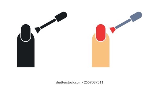 Manicure icons in black and colored version