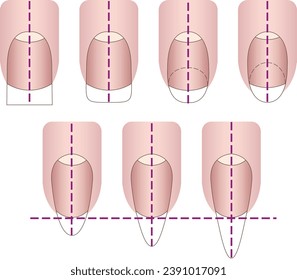 Manicure instruction. Manicure manual. Manicure guide. Nails vector illustrations. Lady fingers.