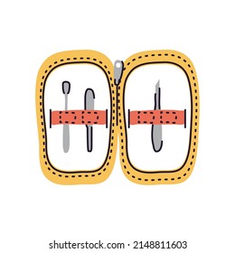 Manicure Kit Tools Icon Flat