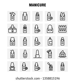 Manicure Line Icon Pack For Designers And Developers. Icons Of French, Healthcare, Manicure, Medical-Cross, Art, Beauty, Care, Manicure, Vector