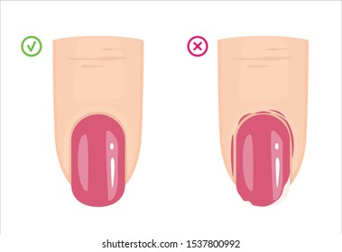 Manicure Mistakes. How to Remove Nail Polish from Around the Nails. Manicure Guide. Vector illustration