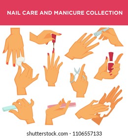Manicure nail design or had care vector collection