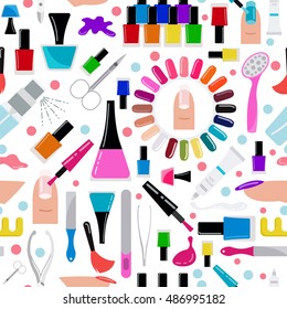 Manicure, nail salon. Seamless pattern. Vector illustration