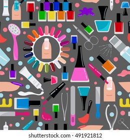 Manicure, nail salon. Seamless pattern. Vector illustration