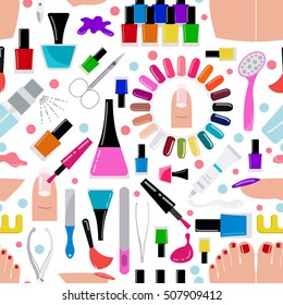 Manicure, nail salon. Seamless pattern. Vector illustration