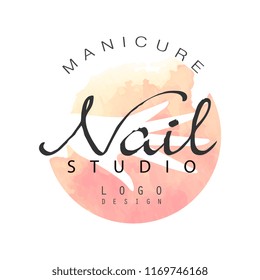 Manicure nail studio logo design, template for nail bar, beauty saloon, manicurist technician vector Illustration on a white background