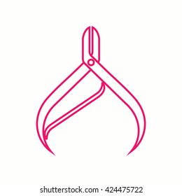 manicure nippers tool simple pink thin line icon