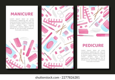 Manicure and Pedicure Banner Design with Nail Equipment Vector Template