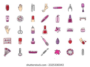 Manicure and pedicure collection. Icons set for your design
