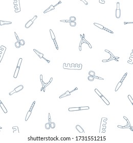 Manicure and pedicure icons. Simple vector seamless pattern. Design for packaging paper, business cards, invitations, web page background.