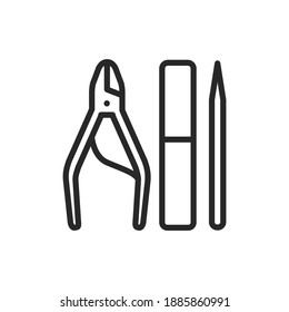 Manicure and pedicure instruments  color line icon. Isolated vector element. Outline pictogram for web page, mobile app, promo