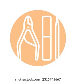 Manicure and pedicure instruments  color line icon. Isolated vector element. Outline pictogram for web page, mobile app, promo