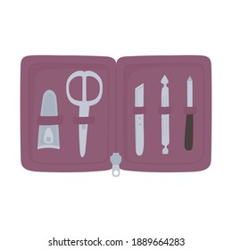 manicure and pedicure kit with file and nail clippers scissors vector illustration