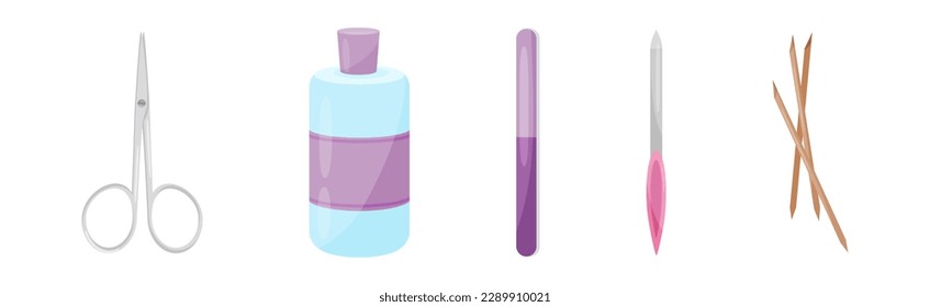 Manicure and Pedicure Pink Tools and Accessory Vector Set