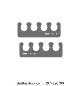 Manicure and pedicure toe separators, nail salon service gray icon.