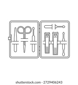 Manicure Pedicure Tool Kit na ilustração vetorial do caso