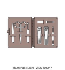 Manicure Pedicure Tool Kit na ilustração vetorial do caso