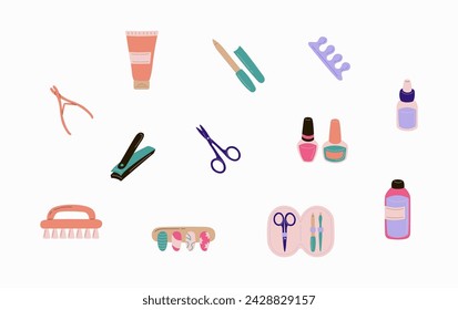 Ilustración vectorial de manicura y pedicura en estilo plano