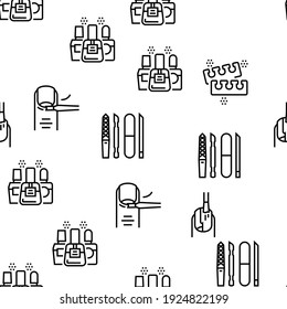 Manicure And Pedicure Vector Seamless Pattern Thin Line Illustration