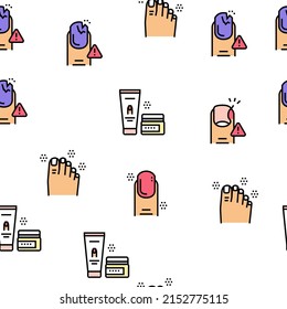 Manicure And Pedicure Vector Seamless Pattern Thin Line Illustration