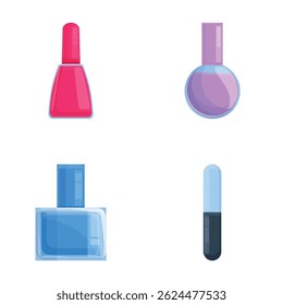 Manicure polish icons set cartoon vector. Manicure and chiropody tool. Fashion, beauty