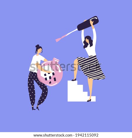 Manicure process. Vector illustration. Beauty cabinet, parlor. Hand care. Love self. Nails specialist. Poster, print, sticker, card design. 