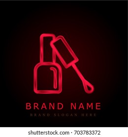 Manicure red chromium metallic logo